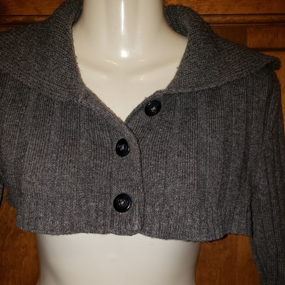 Cropped Sweater Shrug Grey S